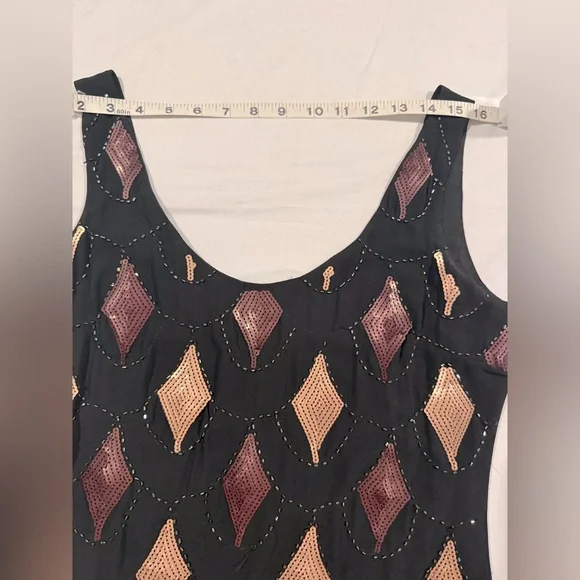 Vintage 1960s Hand-Beaded Sequined Shift Dress - Size S - Picture 7 of 12